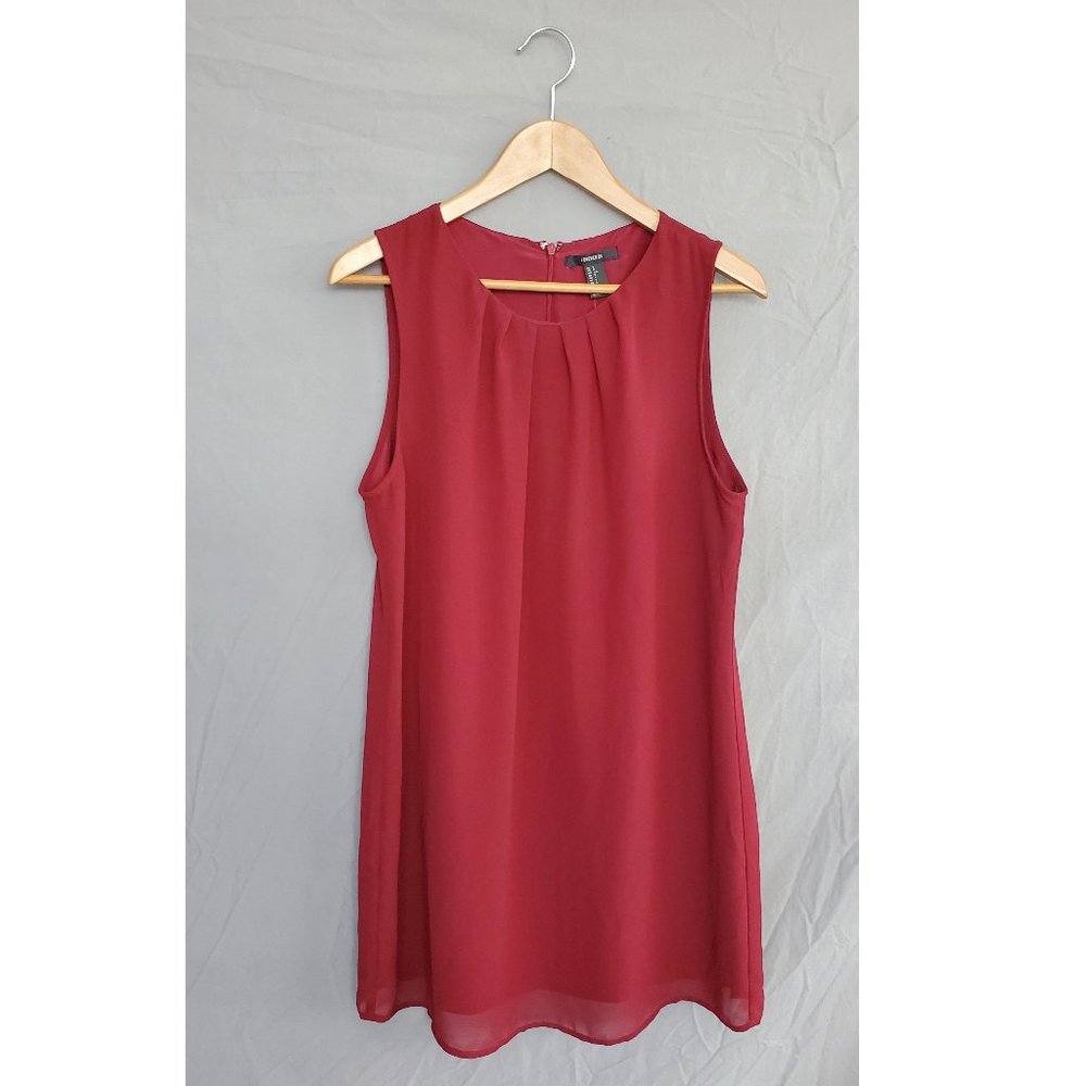 Maroon Sleeveless Chiffon Sheath Mini Dress